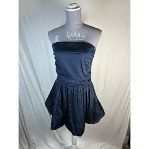 THE DROP Womens Rhett Strapless Bubble Hem Mini Dress, NEW! Size S Navy blue